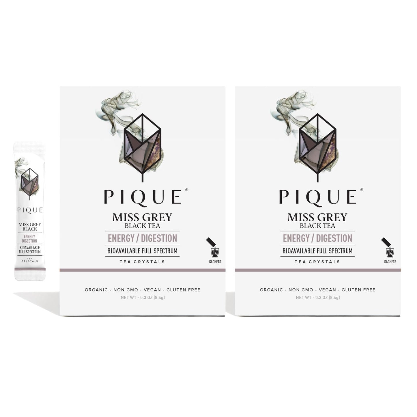 PIQUE Organic Earl Grey Tea Crystals - Caffeinated Black Tea, 28 Count (Pack of 2)