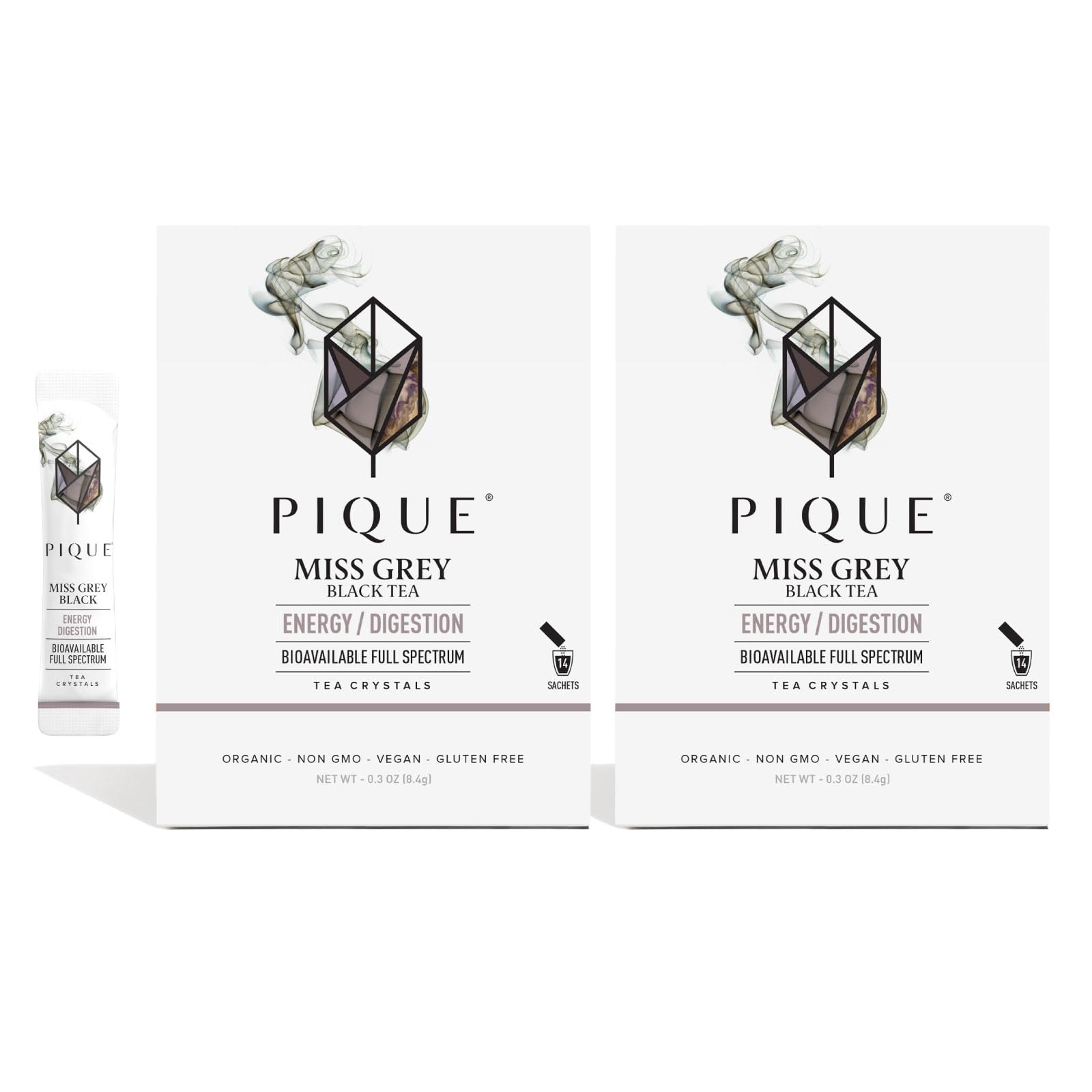 PIQUE Organic Earl Grey Tea Crystals - Caffeinated Black Tea, 28 Count (Pack of 2)