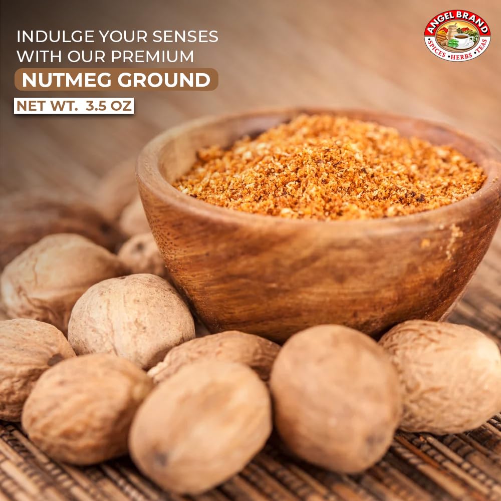 Angel Brand Ground Nutmeg 3.5 Oz Bottle - Premium Rich And Aromatic Taste Of Carefully Selected Nutmeg Ground - Versatile And Po
