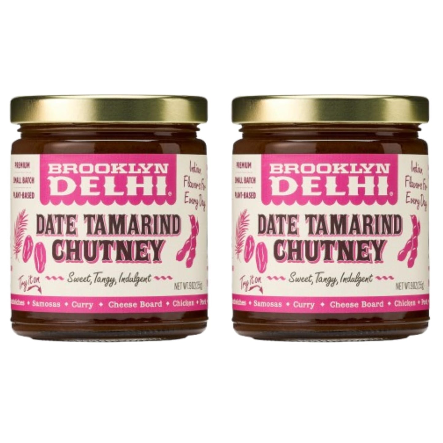 Brooklyn Delhi - Date Tamarind Chutney - Made with Sweet Dates, Fresh Ginger, and Tamarind - Vegan, Nothing Artificial - 9oz