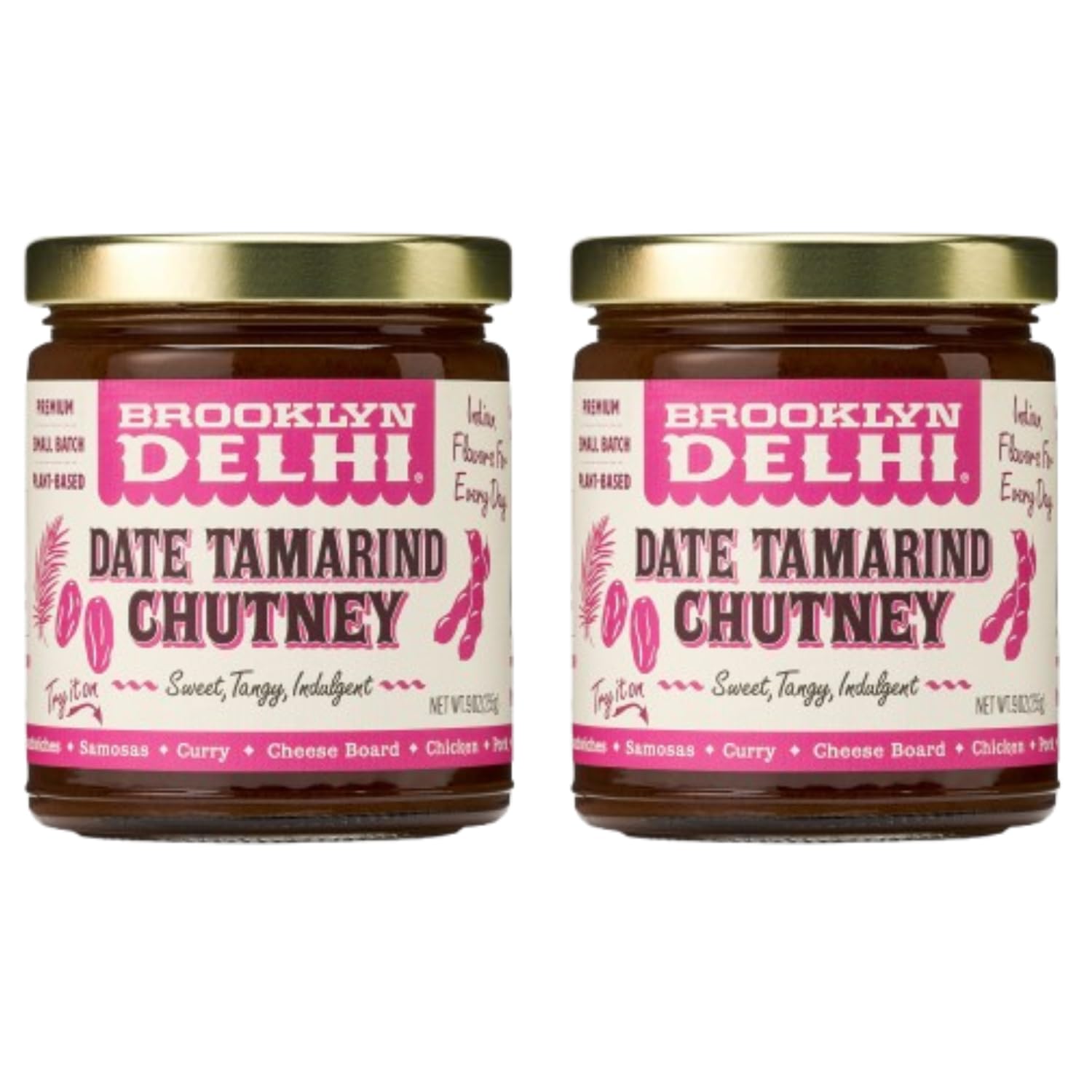 Brooklyn Delhi - Date Tamarind Chutney - Made with Sweet Dates, Fresh Ginger, and Tamarind - Vegan, Nothing Artificial - 9oz
