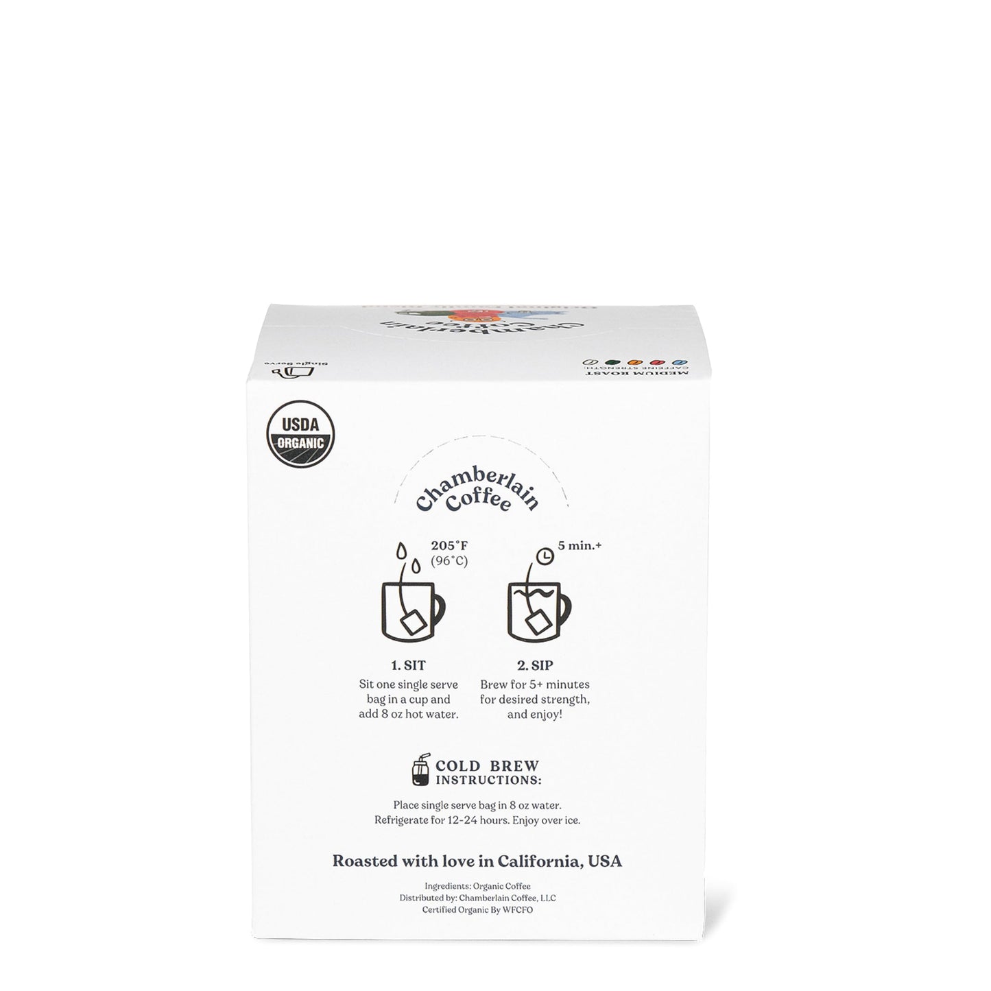 Chamberlain Coffee The Original Family Blend Cold Brew Singles - Medium Roast Organic Coffee Single Serve Bags With Notes Of Rich Milk Chocolate, Almond & Black Cherry - 10 Single Serve Cold Brew Sachets