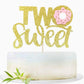 Double Sided Glitter Two Sweet Cake Topper With Donut, Cake Topper For 2Th Second Birthday Party Supplies