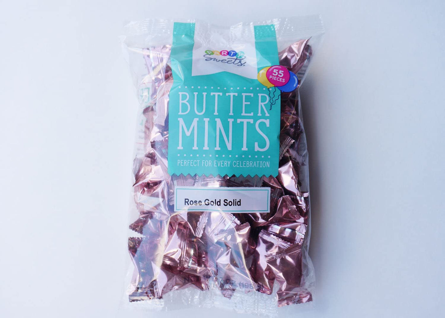 One Pack Of 50 Pieces Metallic Rose Gold Party Buttermints 7 Ounce