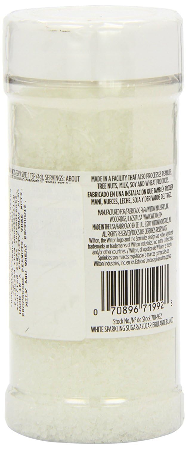 Wilton White Sparkling Sugar, Glamour White Sprinkles For Cakes & Cookies, 8 Oz. (Pack Of 2)