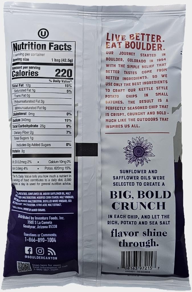 Boulder Canyon | Malt Vinegar & Sea Salt | Kettle Style Potato Chips| 1.5 Ounce | Pack Of 12 Bundled By Superdeals With Mystery