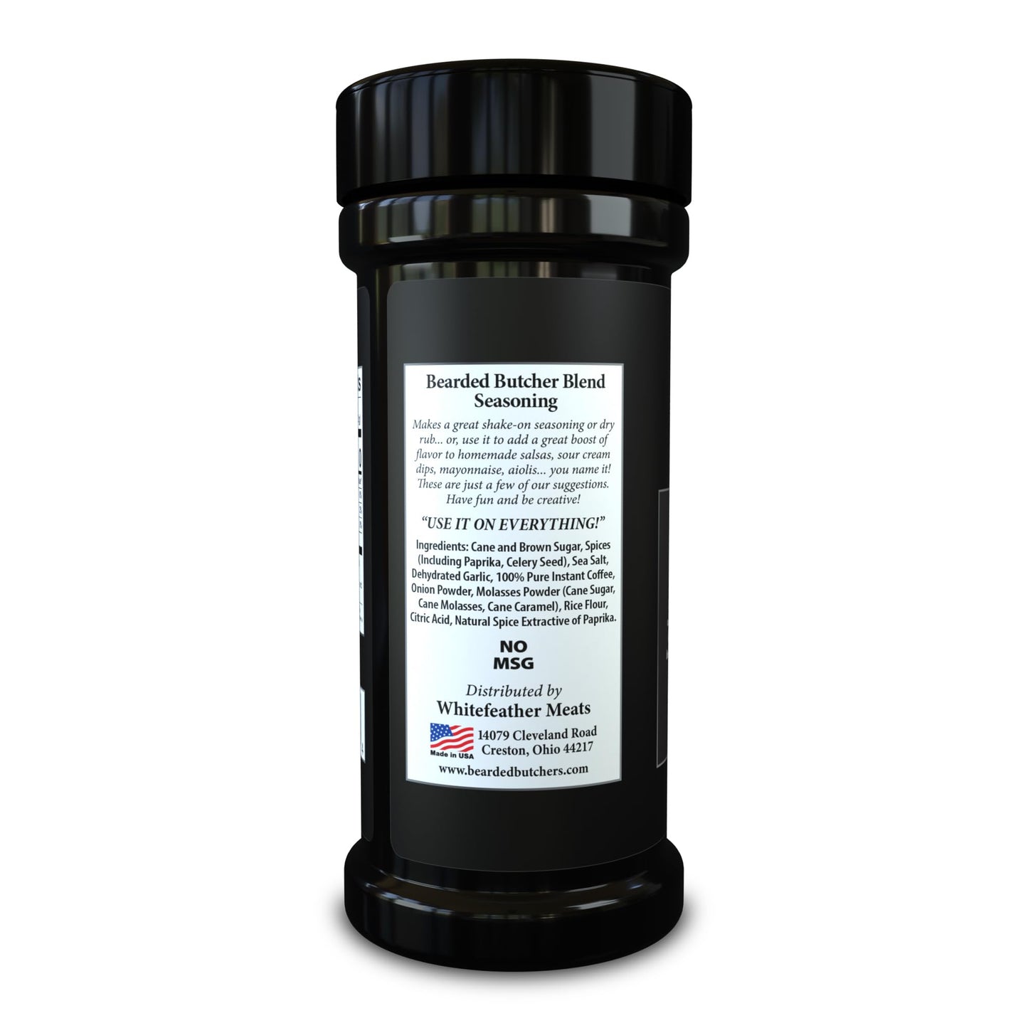 Bearded Butchers Black Blend Seasoning, 9.5 Oz Large Shaker - Coffee & Molasses Flavor For Steaks, Brisket, Burgers, Roasts, Gam