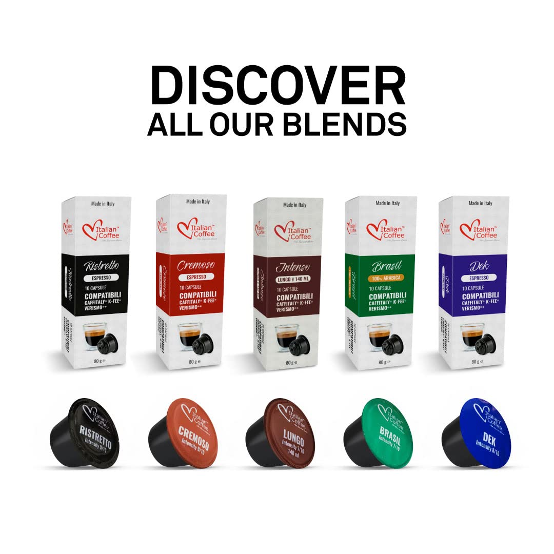 ITALIAN COFFEE FOR ESPRESSO LOVERS Coffee compact pieces, RISTRETTO Blend, Compatible with Verismo, CBTL, Caffitaly, K-fee, Pack of 80