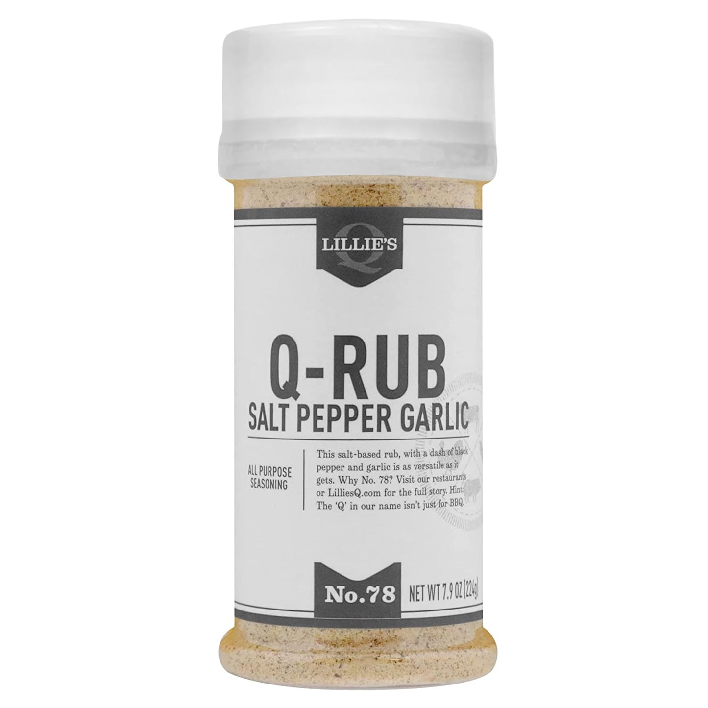 Lillies Q BBQ Rub, All-Purpose Garlic & Black Pepper Seasoning, 7.9 oz