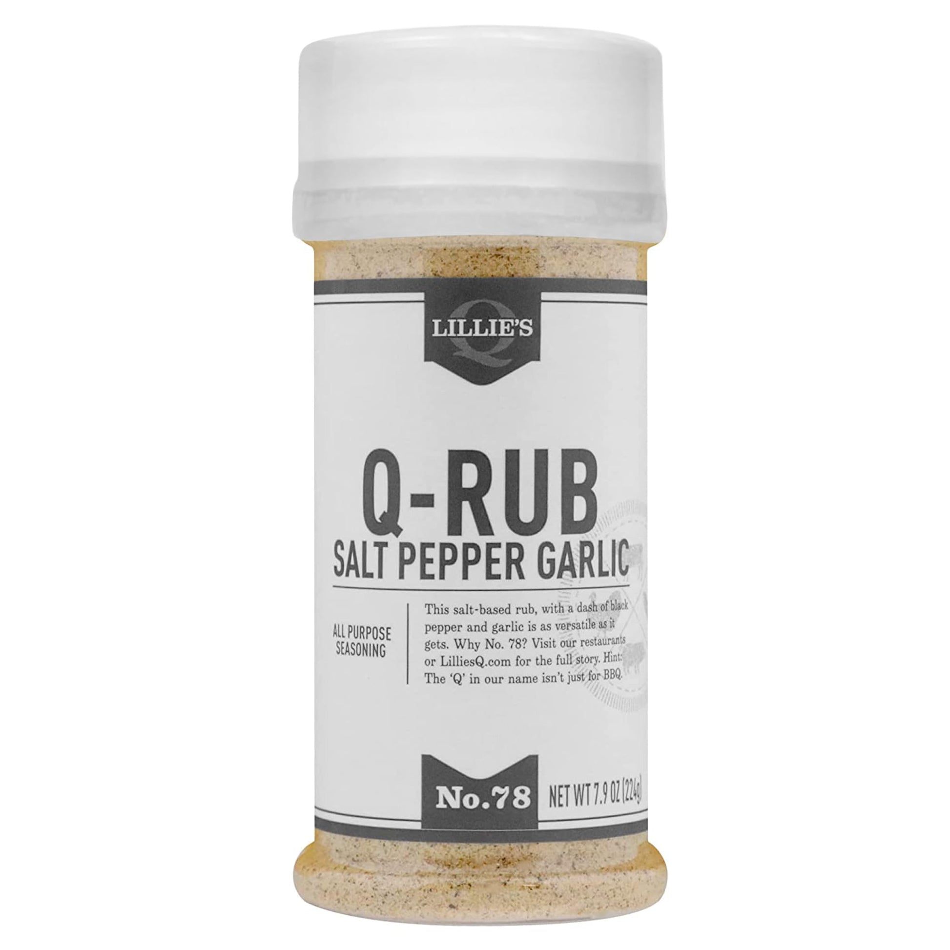 Lillies Q BBQ Rub, All-Purpose Garlic & Black Pepper Seasoning, 7.9 oz