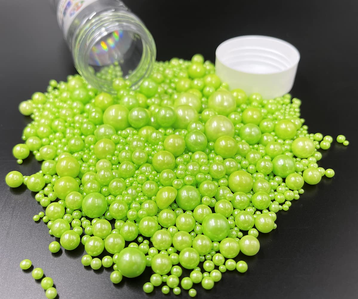 Kuting St. Patricks Day Green Pearls Sugar Candy Sprinkles 130g for Baking and Decorating