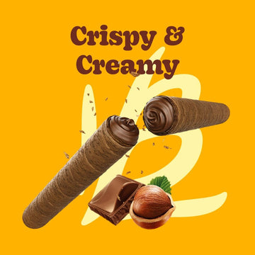 Bauducco Chocolate Hazelnut Wafer Rolls, 14.1 oz - Crispy Cream-Filled Gourmet Cookies, Perfect for Coffee & Gift Baskets