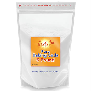 Kidu Baking Soda (5 Lbs) For Cleaning, Aluminum Free Baking Soda Bulk, Sodium Bicarbonate Cat Litter Deodorizer, Pure Baking Sod