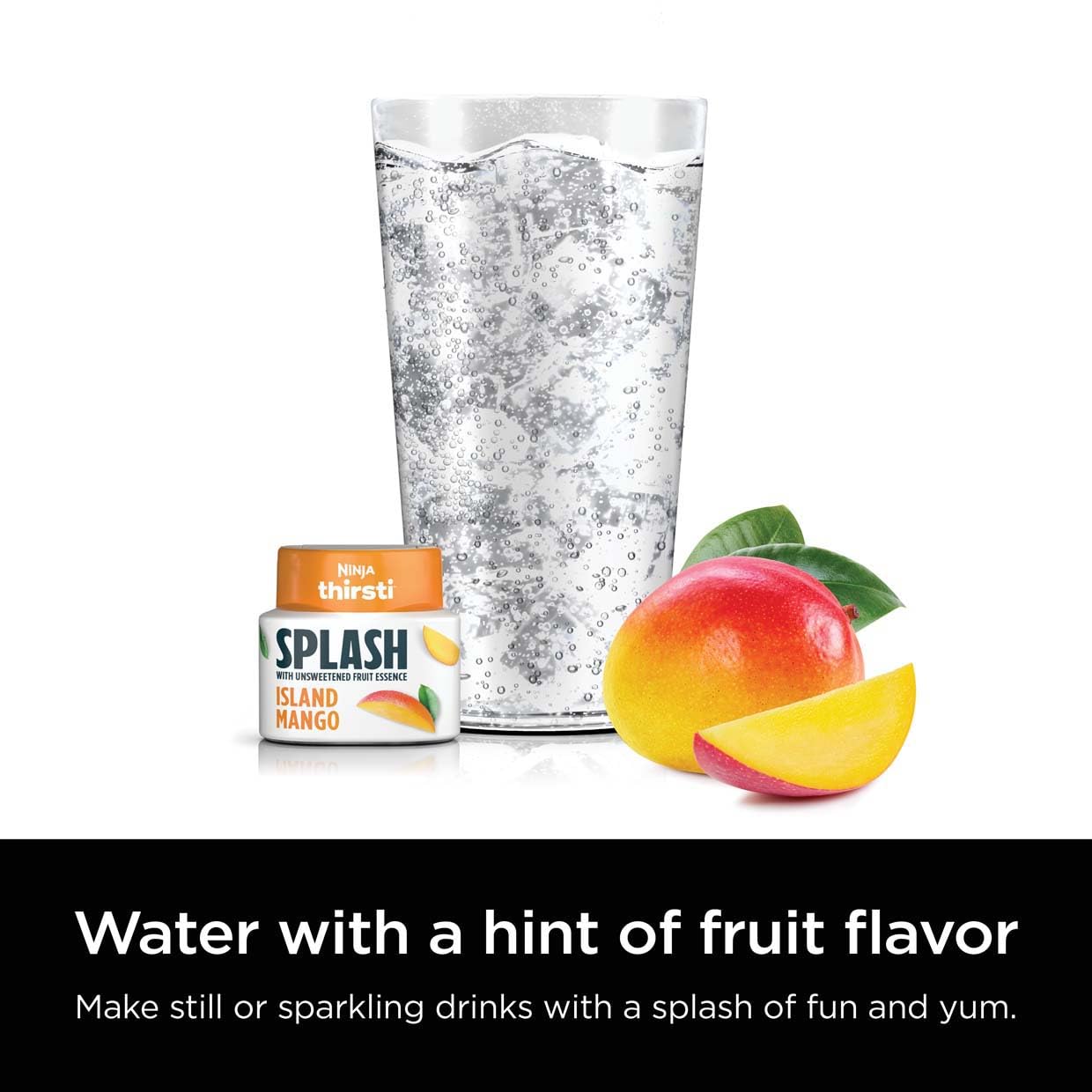 Ninja Thirsti Flavored Water Drops, Splash With Unsweetened Fruit Essence, Island Mango, 3 Pack, Zero Calories, Zero Sugar, Zero