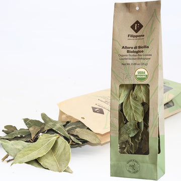Organic Bay Leaves On Stem, 25 G (0.88 Oz), Laurel, Filippone, Picked Fresh Italian Dried Bay Leaf Sprigs, Sicilian, Freshly Gro