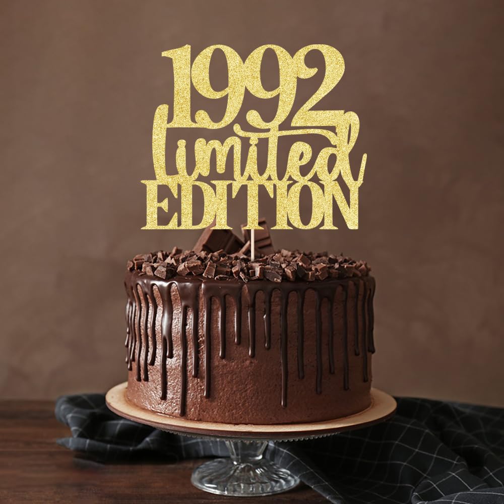 Limited Edition 1992 Cake Topper 33Th Birthday Happy Birthday Cake Topper Men And Women Cheer 33 Years Old Handmade Golden Glitt