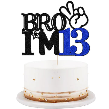 Bro I'm 13 Cake Topper- 13th Birthday Cake Picks, Officially Teenager Cake Topper, Boy 13th Birthday Cake Decorations - 13 Years