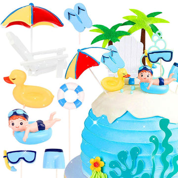 Swimming Pool Cake Decoration Beach Cake Decoration Swimming Pool Cake Topper Summer Beach Cake Toppers Summer Birthday Party Su