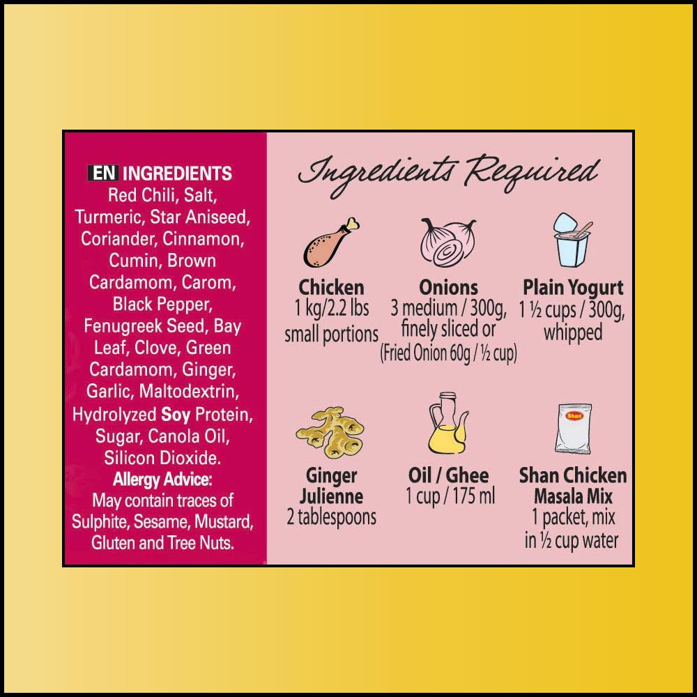 Shan Chicken Masala Seasoning Mix, Authentic Indian Spice Blend, 50g (Pack of 3) – Ideal for Chicken Curry and Tikka Masala