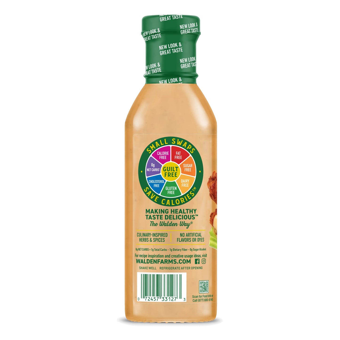 Walden Farms Buffalo Ranch Dressing For Salad, Dip, Chicken, And Fresh Foods, 12 Oz. Bottle, Calorie, Gluten, And Fat Free, Vega
