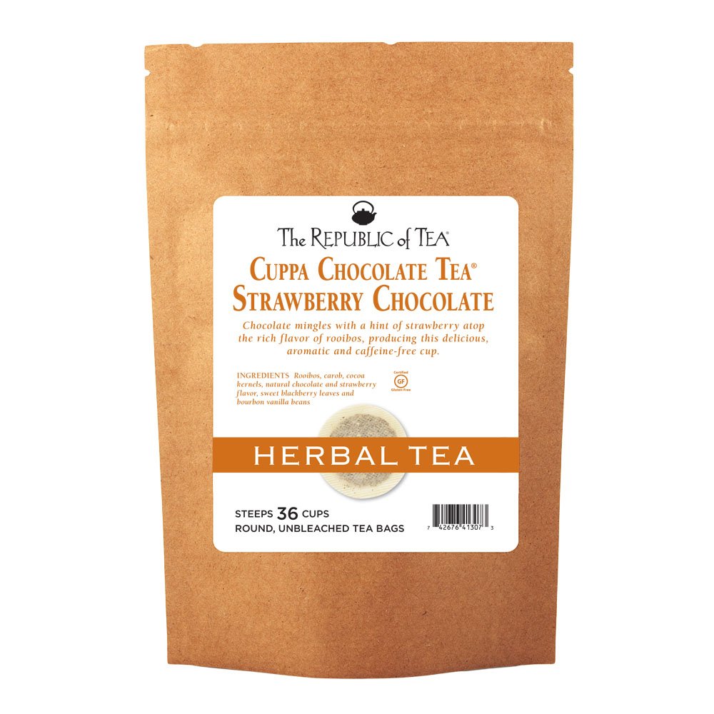 The Republic Of Tea - Strawberry Cuppa Chocolate Tea Refill Bags  Low-Energy Blend  36 Servings