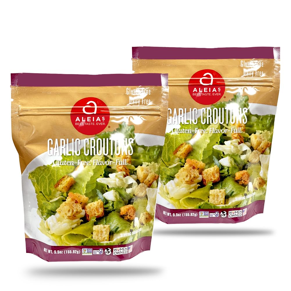 ALEIAS BEST. TASTE. EVER. Garlic Croutons, Gluten-Free, Dairy-Free, Low Sodium, 5.5 oz (2 Pack)