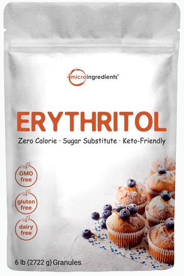 Erythritol Granules, 6 Pounds (96 Ounce), 1:1 Sugar Substitute, No After Taste, 0 Calorie, Natural Sweetener, Erythritol Keto Su