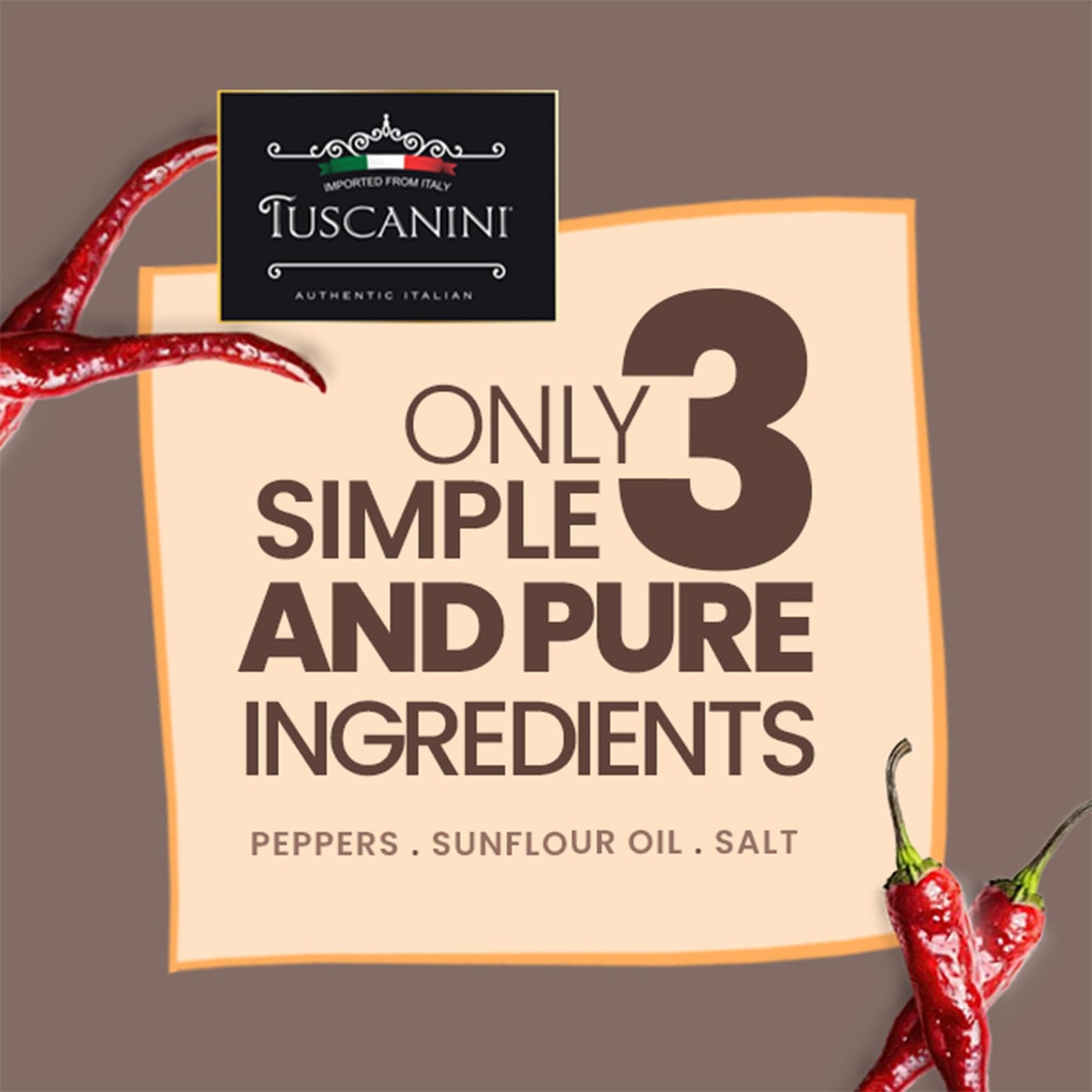 Tuscanini Premium Italian Chopped Calabrian Chili Peppers In Sunflower Oil, 10.9 Oz | All Natural | Nothing Artificial | Crushed