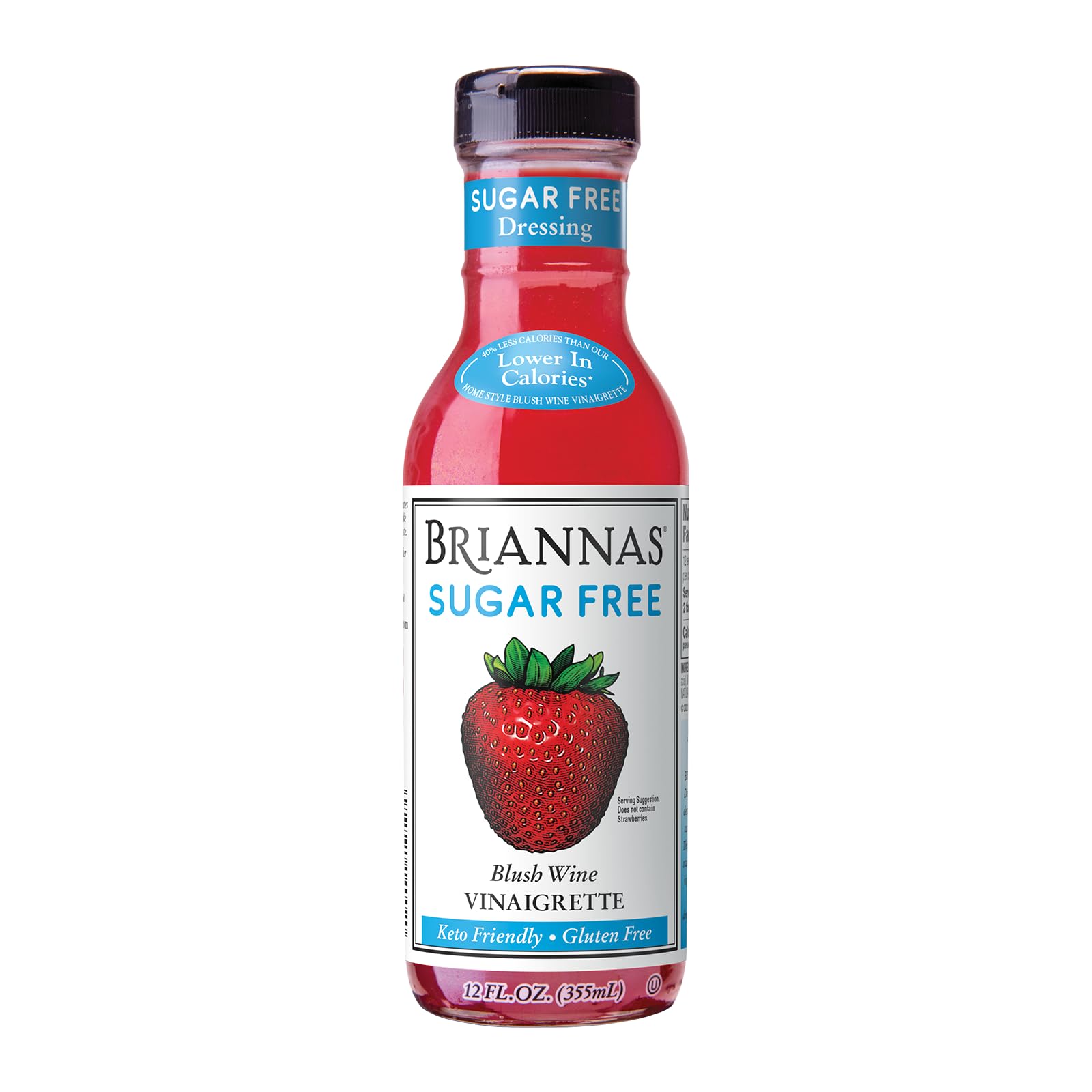 Briannas - Sugar Free Blush Beverage-Inspired Vinaigrette Dressing - Lower Calorie Salad Dressing Made With Top-Grade Ingredients - 12 Oz. Bottle