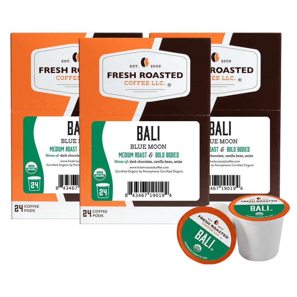 Fresh Roasted Coffee Bali Blue Moon Medium Roast K-Cup Compatible 72 Pods Coffee