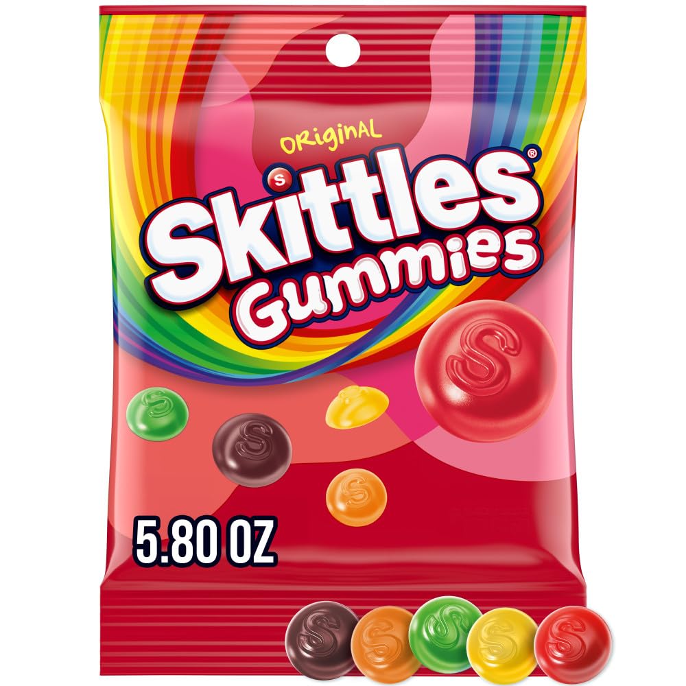 SKITTLES Original Gummy Candy, Gummy Snacks, Bulk Candy Bags, 5.8 Oz Bag (Pack of 12)