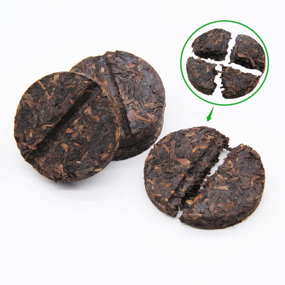 LWXLJMJZC Pu-erh Tea Cake - Ripe Mini Cakes in Bamboo Leaf Tube - 200g/7.1 oz - Easily Divided - 96 Cups