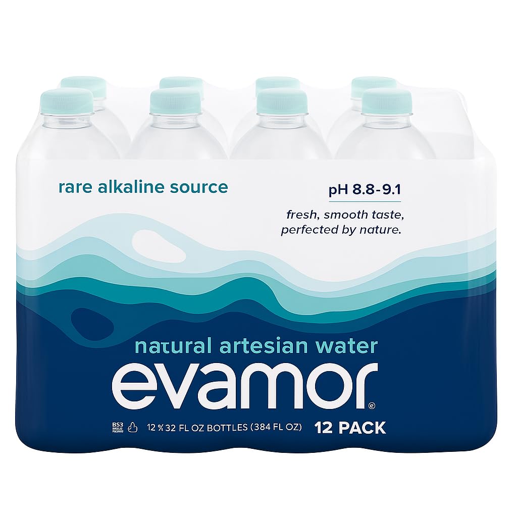 EVAMOR Artesian Bottled Water - Single Source, Naturally Alkaline and Full of Electrolytes for Hydration and Health, 64 Fl Oz (P