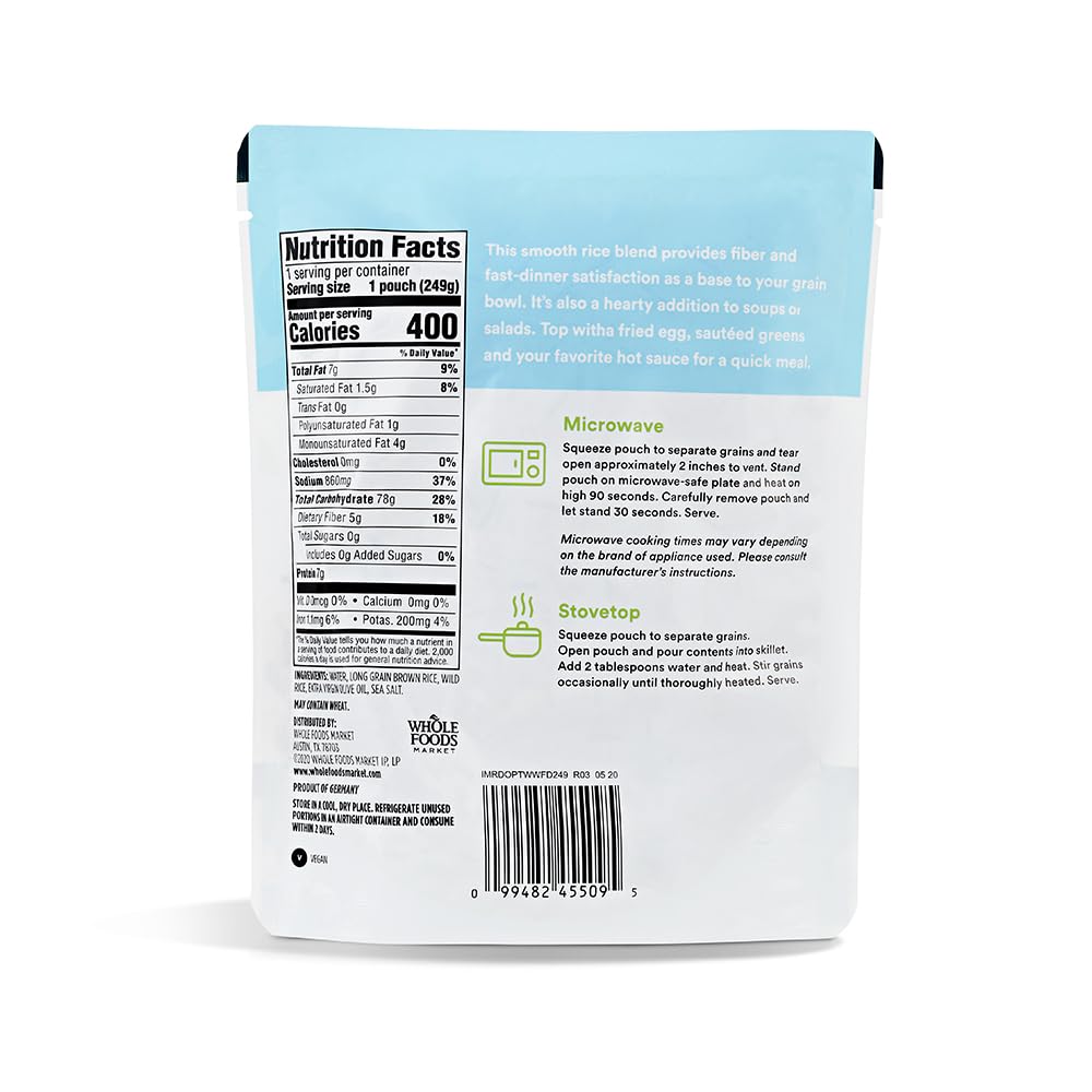 365 by Whole Foods Market Long Grain Brown and Wild Rice, 8.8 Ounce - Healthy Whole Grain Blend for Delicious Meals