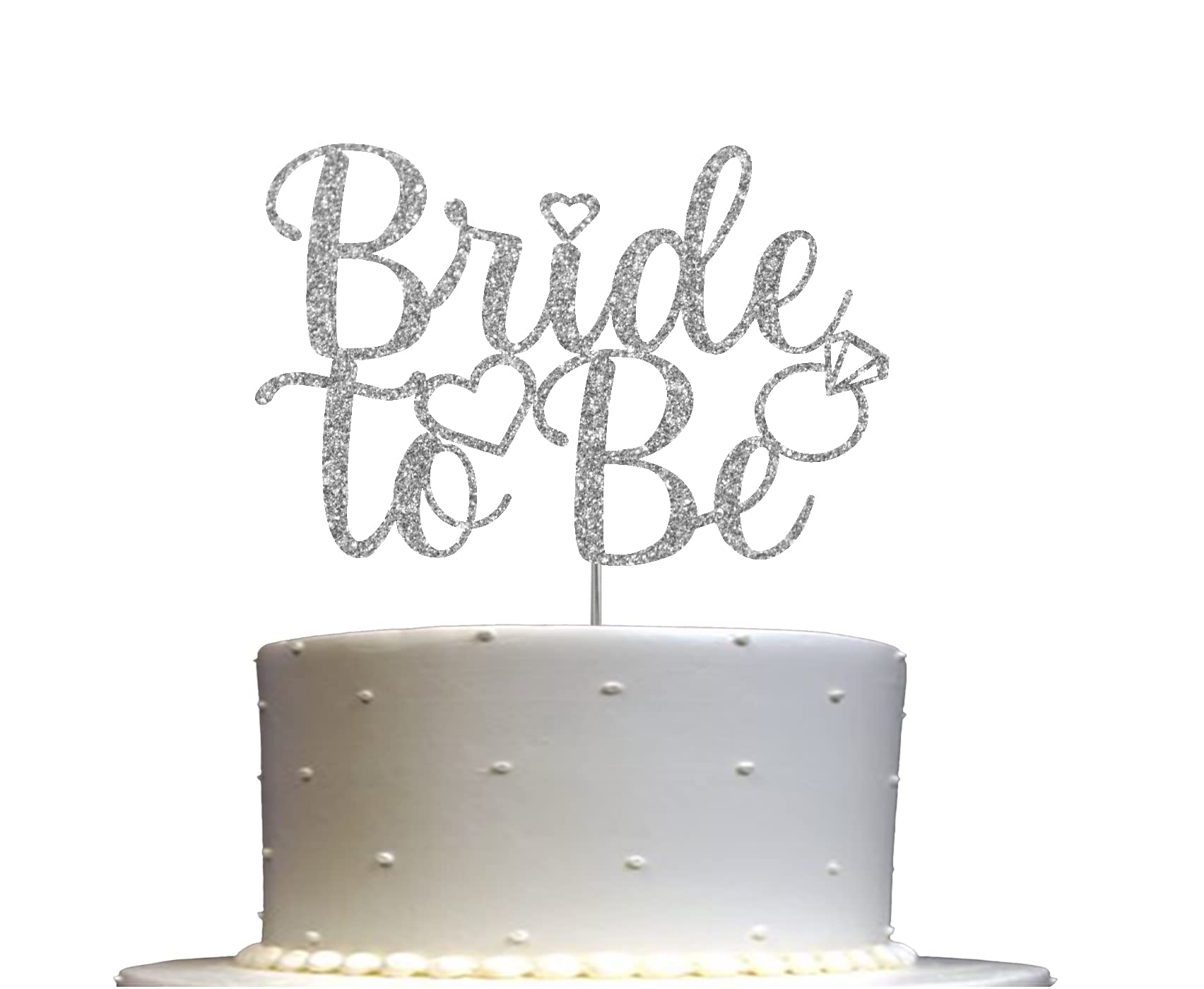 RokAPary Bride To Be Cake Topper, Acrylic Stick, Sturdy Glitter, Silver, Model RCT265