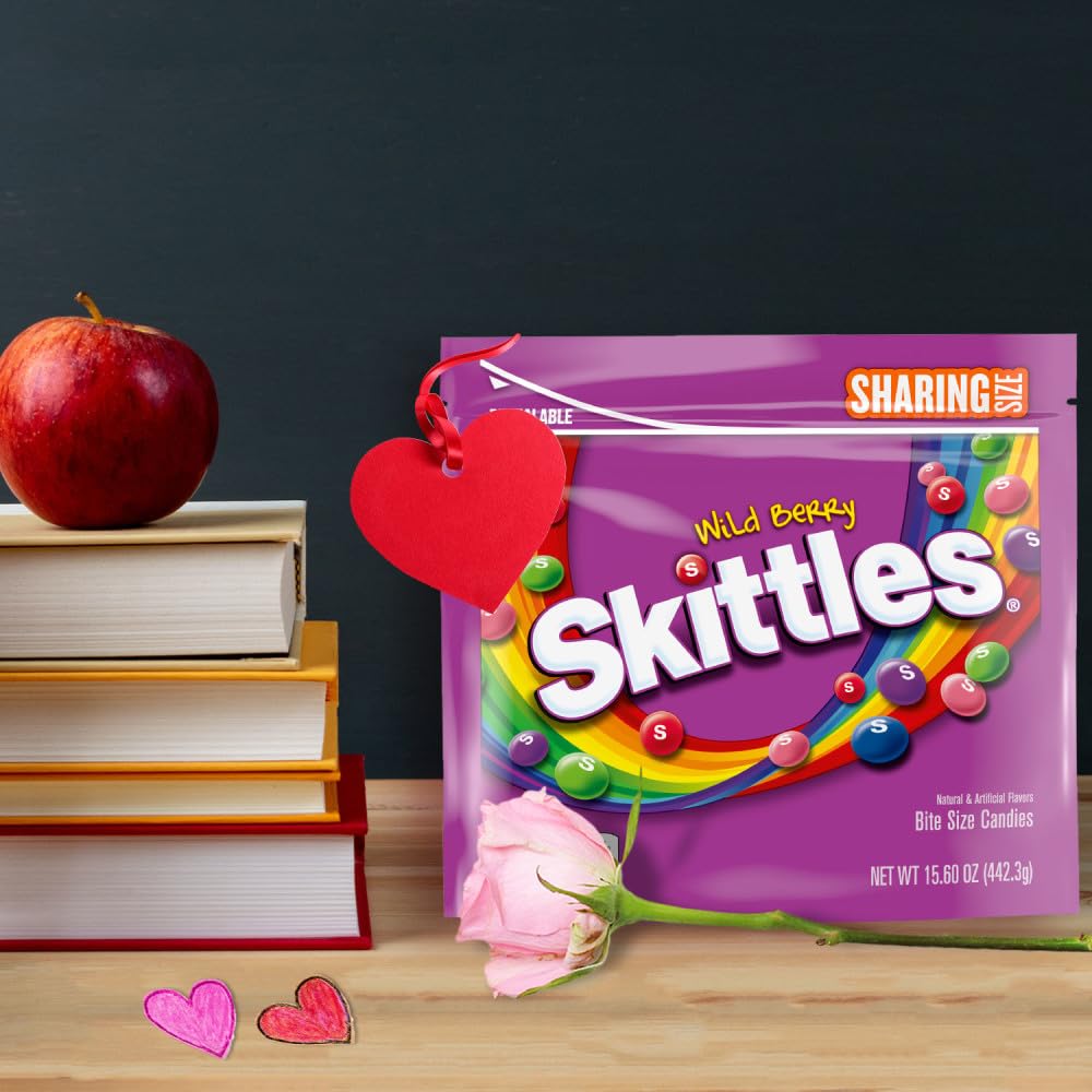 Skittles Wild Berry Chewy Colorful Rainbow Easter Egg Basket Candy Filler Sharing Size, 15.6 Oz Resealable Bulk Bag