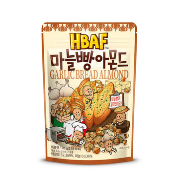 [Official Gilim Hbaf] Korean Seasoned Garlic Almonds Nut Snack With Galic Bread Chips | School, Work, Travel Snack | Pre-Workout