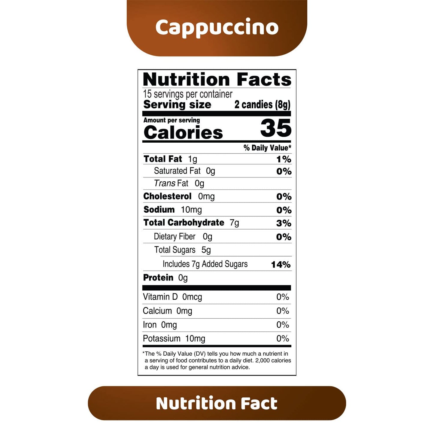 Kopiko Cappuccino Candy - Hard Candy with Real Coffee Extract - 2-Pack 4.23oz - Brown