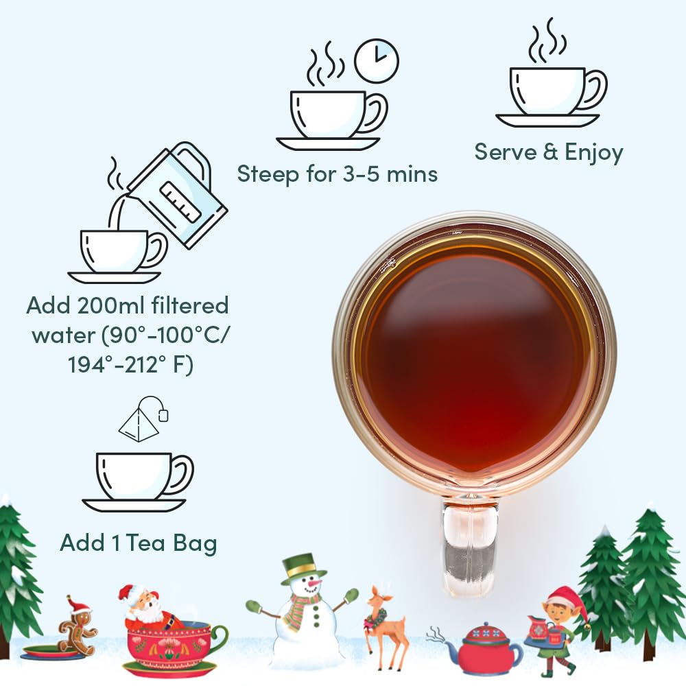 VAHDAM  Merry Christmas Tea Gift Set (9 Individually Wrapped Tea Bags) Limited Edition -Gluten Free  Non GMO | Christmas 2025 Gift Ideas | Christmas Gifts For Women 2025 & Christmas Gifts For Men 2025