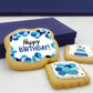 Happy Birthday Cookies Blue Gift Basket For Men And Boys Him Decorated Sugar Cookie Gift Box Mens | Nut Free | 3 Pack | Kosher