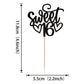 YCTHUNFISH 24 Pack Cupcake Toppers Glitter Sixteen for 16th Birthday Party Decorations Black Bamboo