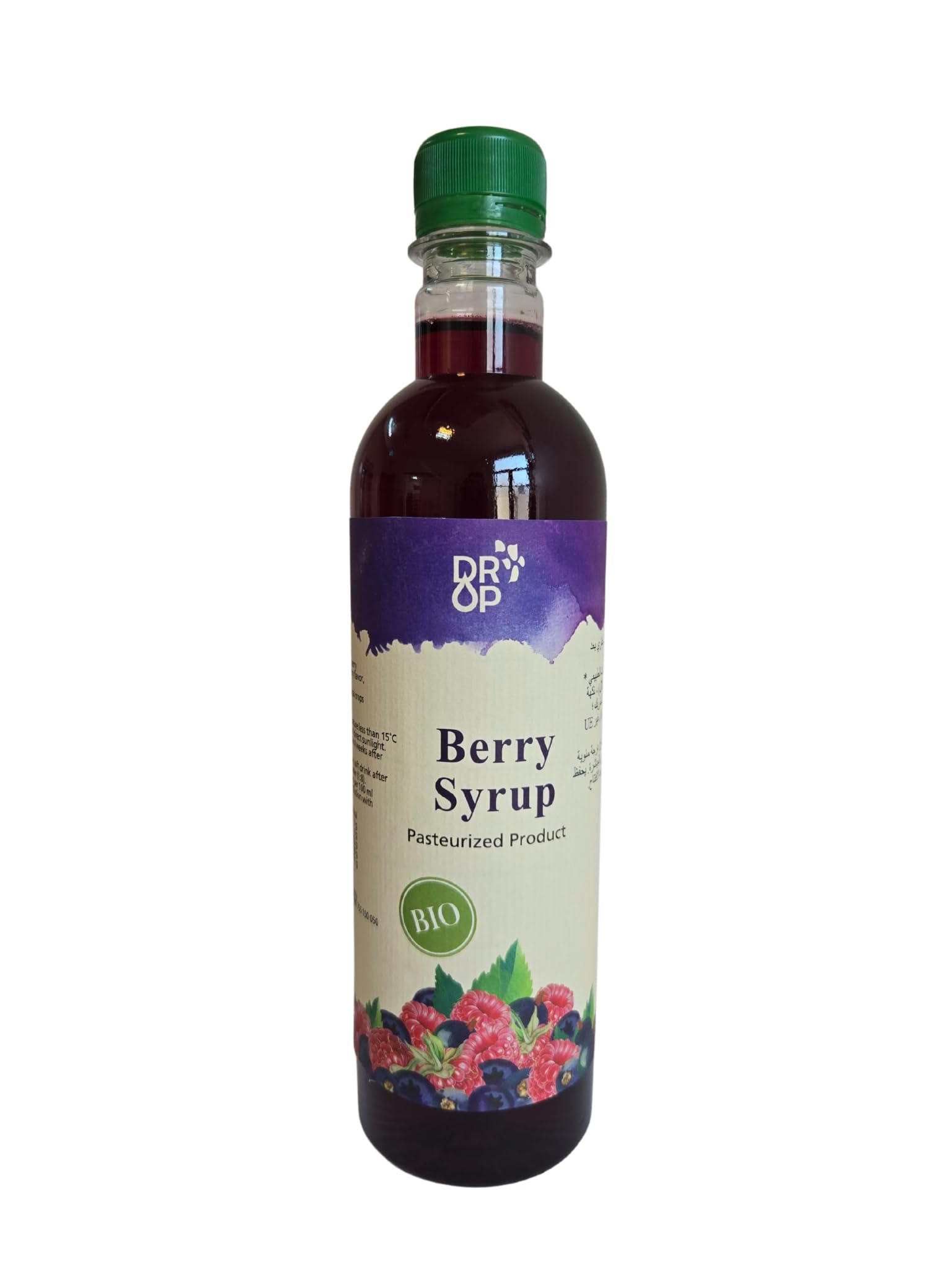 DROP Pure Organic Berry Flavor Bio Syrup-16.9oz (500ml), Natural 30% Concentrate Fruit Syrups,Great For Cocktails,Bevarages,Coff