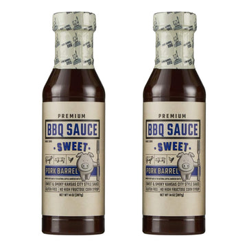 Pork Barrel BBQ Sweet BBQ Sauce | Kansas City Style | 2-Pack, 14oz | Gluten-Free, No High Fructose Corn Syrup