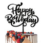 Crseniny Happy Birthday Cake Topper,Acrylic Black Birthday Sign Cake Decorations,Anniversary Party/Birthday Party Decoration Sup