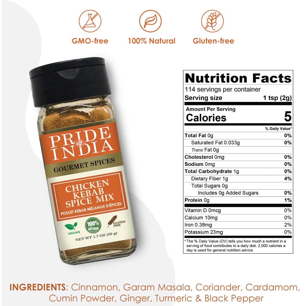 Pride Of India - Butter Chicken Kebab Seasoning Marination Spice - Gourmet Spice Blend - Artisanal Rub - Good For Chicken Meat &