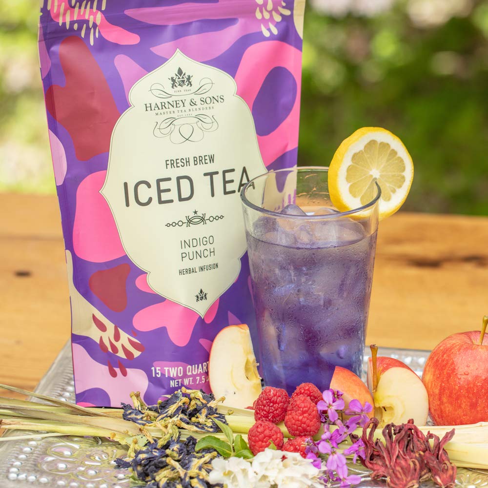 Harney & Sons Indigo Punch Herbal Iced Tea Pouches, With Ct, Butterfly Pea Flower, 15 Count (Pack Of 1)