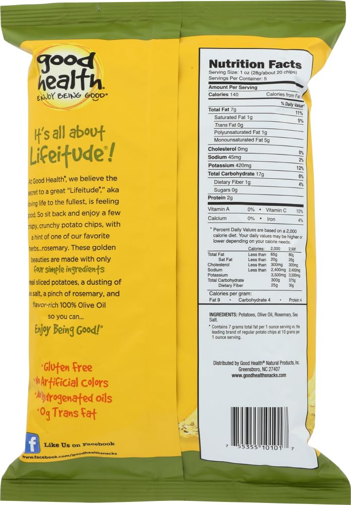Good Health Olive Oil Kettle Style Chips With Rosemary 5 Oz. Bag (4 Bags)