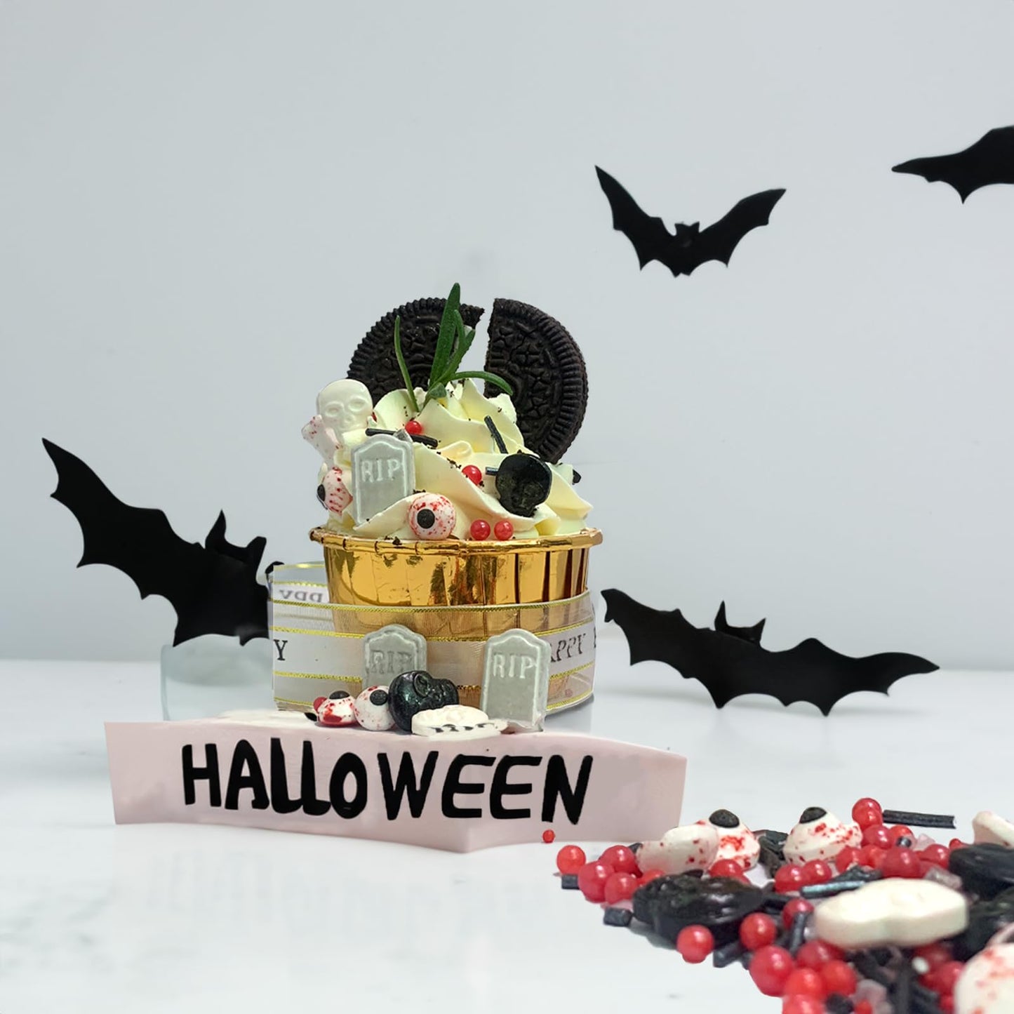 Halloween Sprinkles Candy Eyes for Decorating Edible Eyeballs Skull Bones Tombstone Sprinkles Halloween Cupcakes Toppers Sprinkl