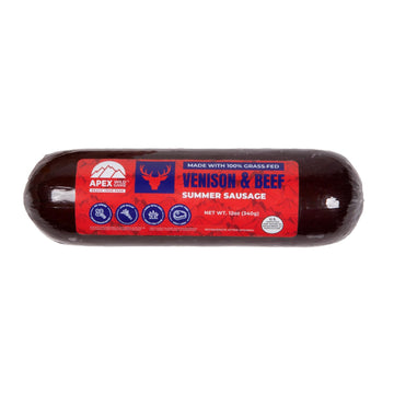 Apex Wild Game Summer Sausage, Venison & Grassfed Beef, Antibiotic Free, Nitrate Free, Low Sugar, Gluten Free, Keto, Paleo, 12Oz Venison Summer Sausage