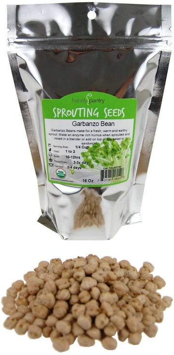 Dried Garbanzo Beans- Organic Sprouting Seeds - 1 Lbs - Handy Pantry Brand - Dry Garbonzo Bean / Seeds - For Planting, Gardening